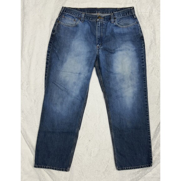 Mens Carhartt Relaxed Fit Jeans Medium Wash Blue Denim Size 40x30 101483-968 - Picture 3 of 13